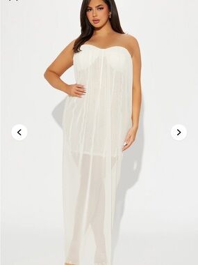 Sheer Strapless Maxi Dress in Ivory